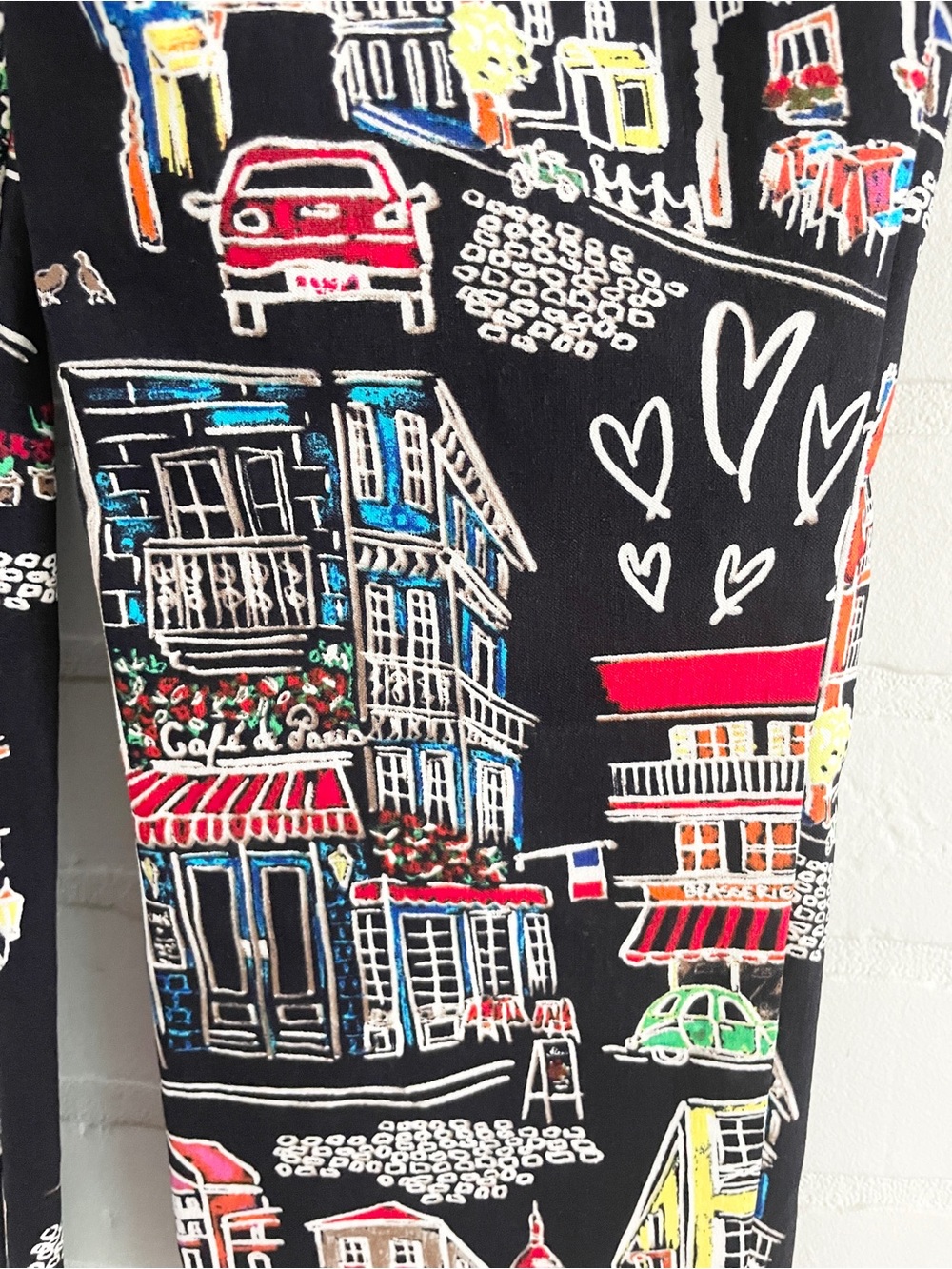Vintage Paris Novelty Crop Pants Eiffel Tower Moulin Rouge Scene Sz 2 - Picture 12 of 16